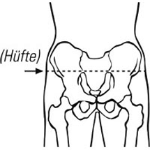 Measuring point:  Circumference hip above lower front Os ilium  